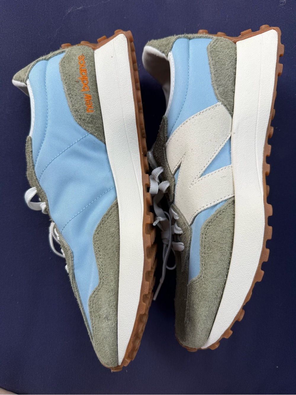New Balance Light Blue, Olive & White Lace-Up Sneakers - Picture 3 of 7